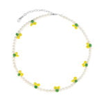 Colier din argint, perle, margele de nisip - Lemon Colier