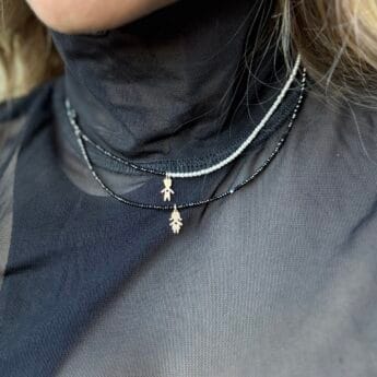 Colier cu spinel negru argint 925, charm baietel - imagine 2